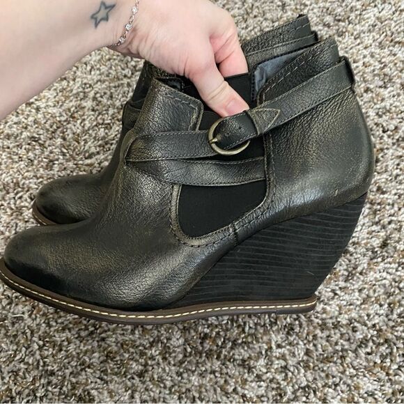 Schuler & Sons Anthropologie Women’s Leather Ankle Wedge Boots Size 40 - Picture 5 of 8